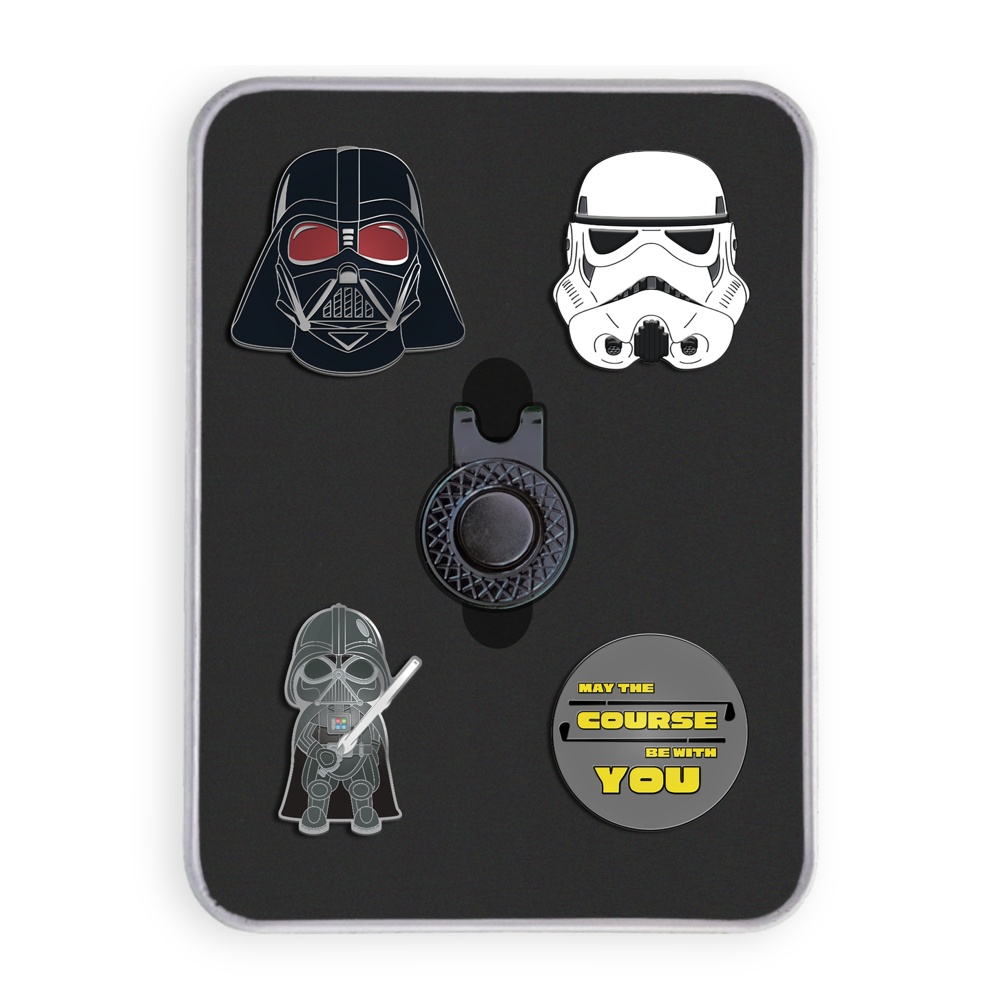 Golf Ball Marker Gift Set - Darth Chrome - Storm Trooper - May the Course be With You