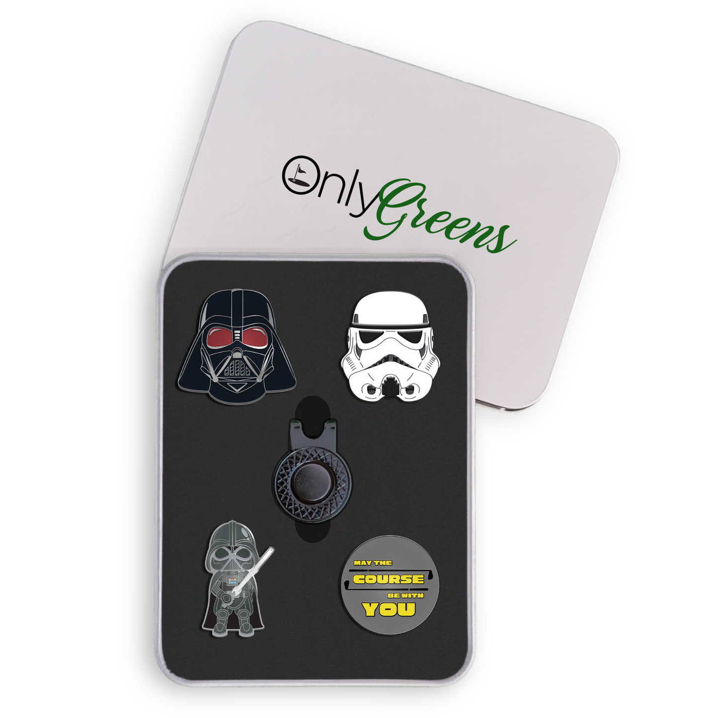 Golf Ball Marker Gift Set - Darth Chrome - Storm Trooper - May the Course be With You