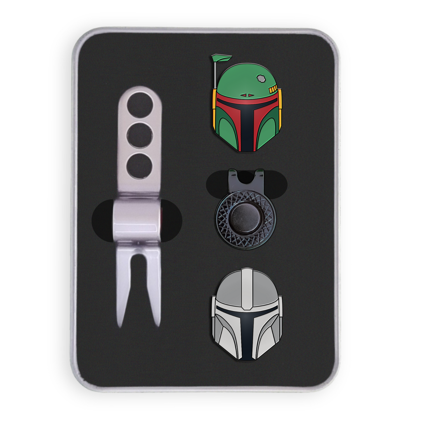 Golf Ball Marker Gift Set - Boba/Mando Helmets