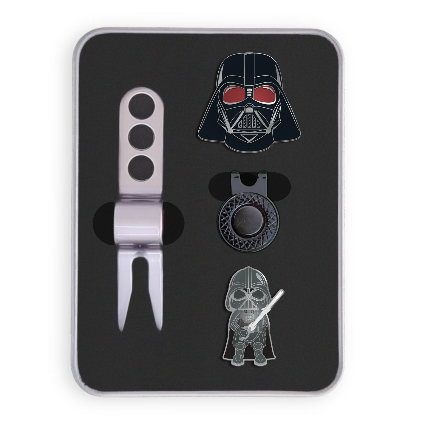 Golf Ball Marker Gift Set - Darth Chrome