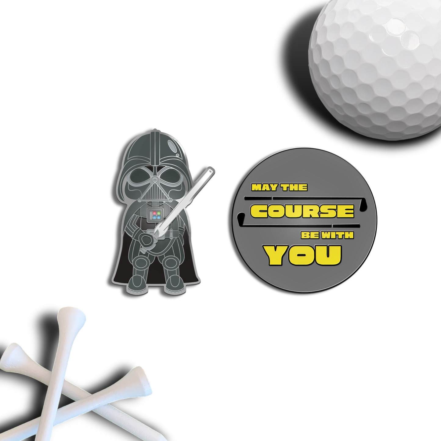 Golf Ball Marker Gift Set - Darth Chrome - Storm Trooper - May the Course be With You