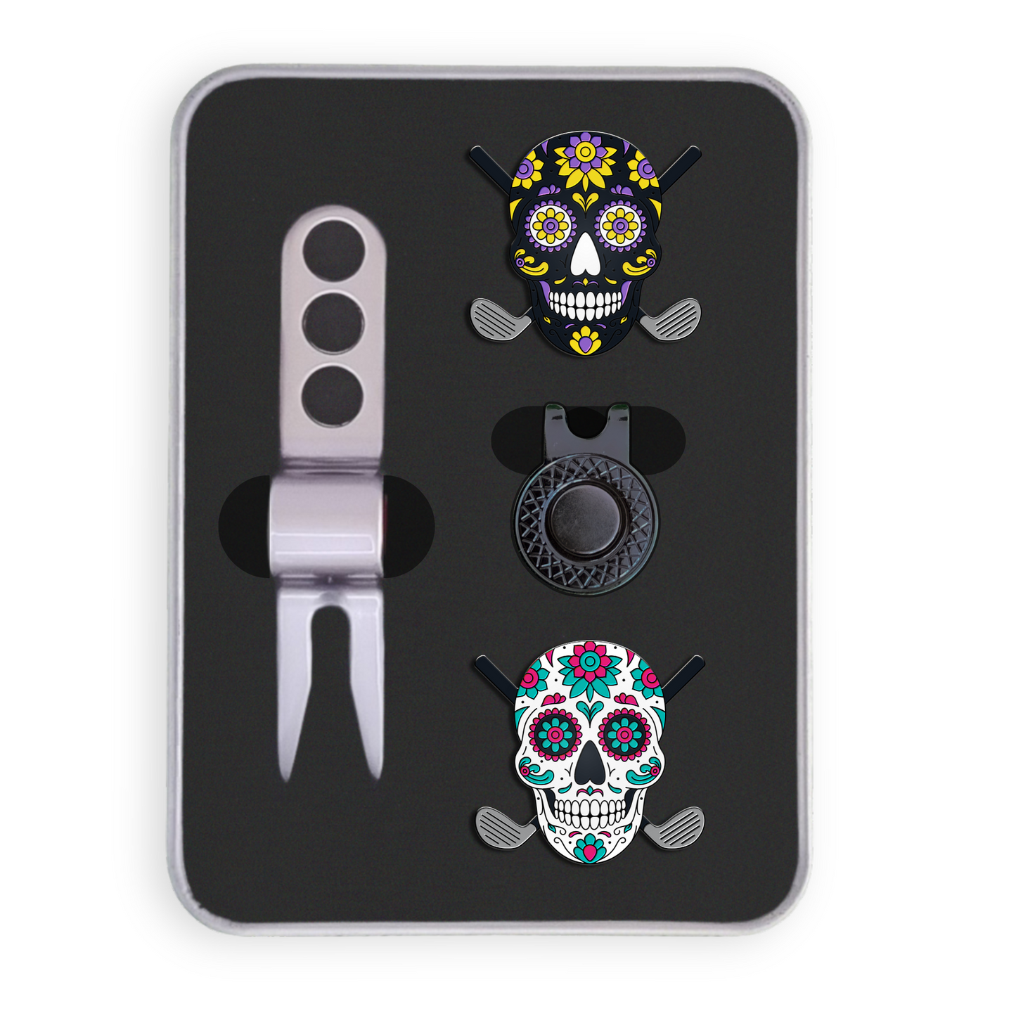 Golf Ball Marker Gift Set - Sugar Skulls
