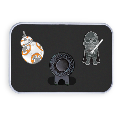 Golf Ball Marker Gift Set - The Droid & The Dark Side Chrome