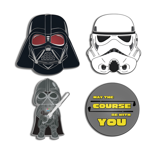 Golf Ball Marker Gift Set - Darth Chrome - Storm Trooper - May the Course be With You