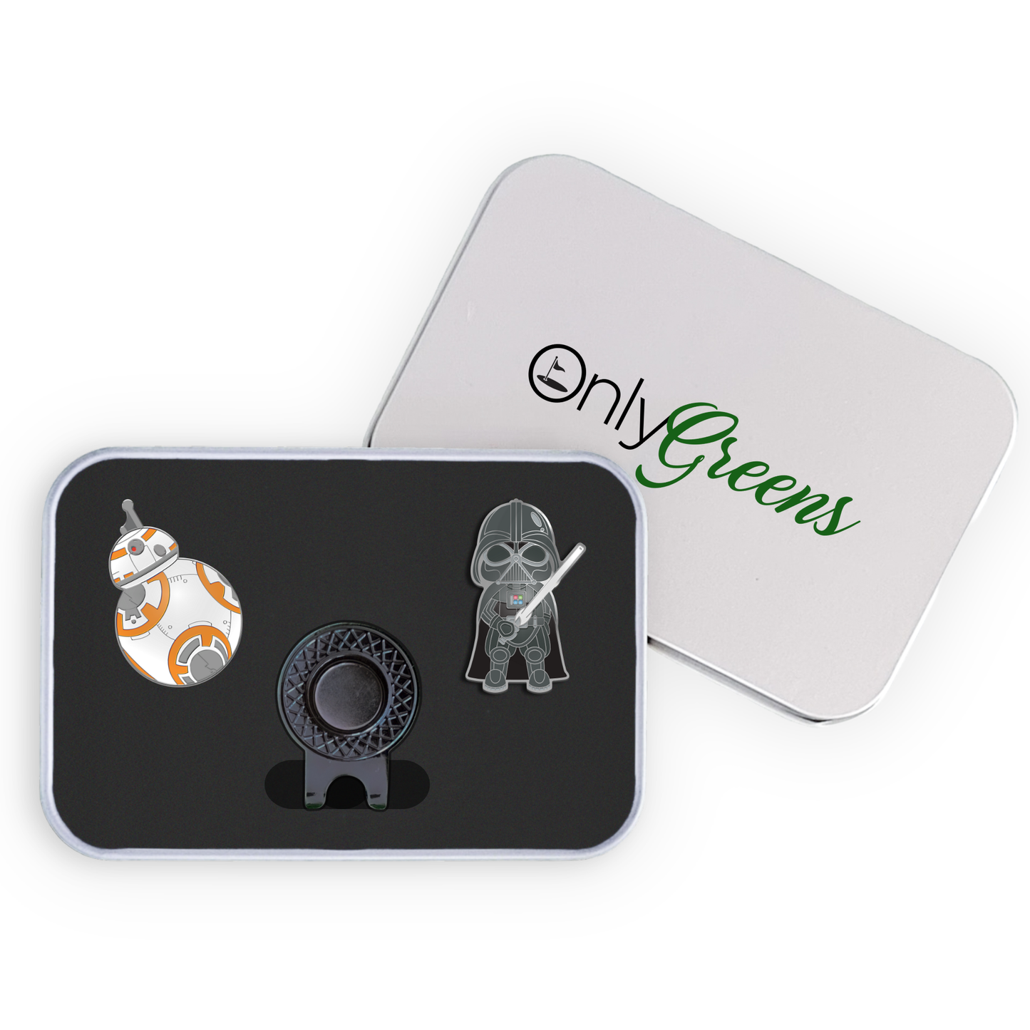 Golf Ball Marker Gift Set - The Droid & The Dark Side Chrome