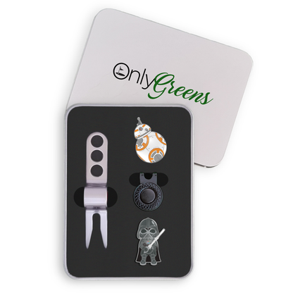 Golf Ball Marker Gift Set - The Droid & The Dark Side Chrome