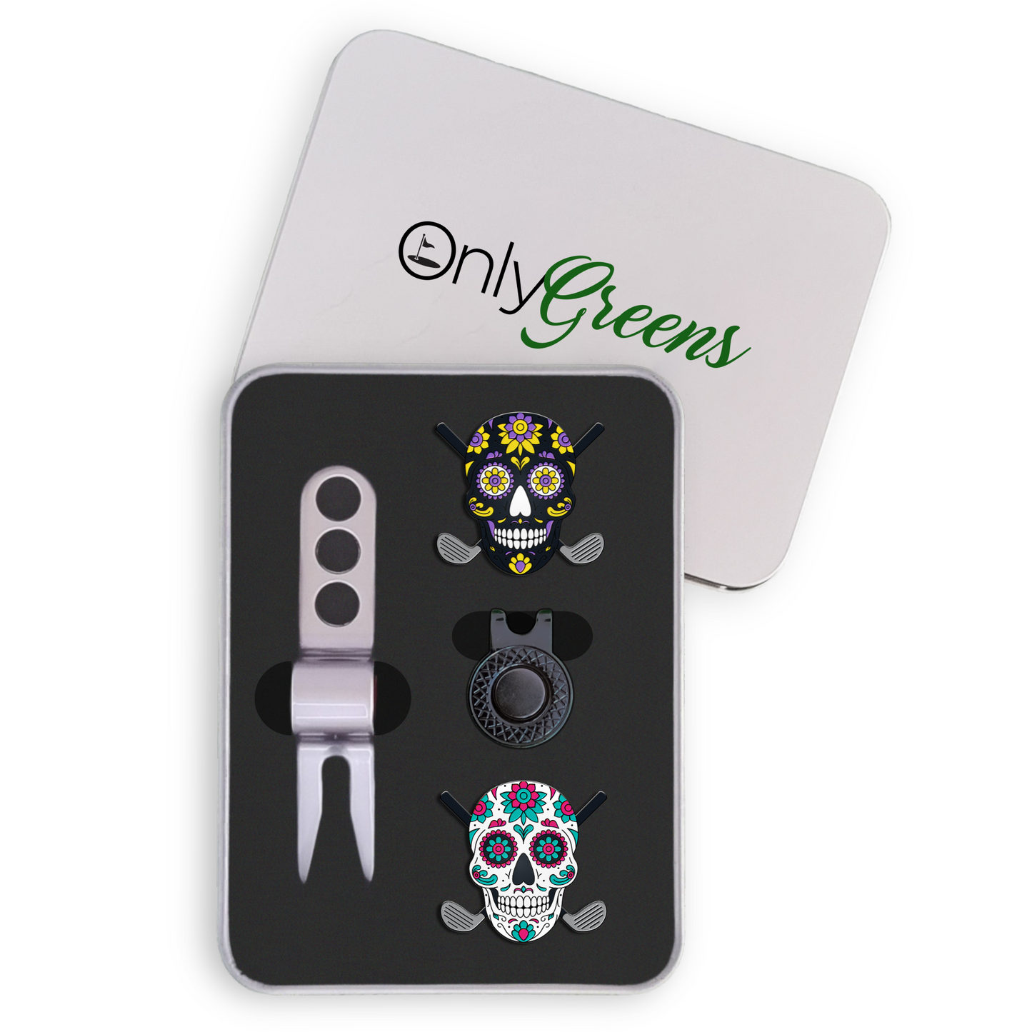 Golf Ball Marker Gift Set - Sugar Skulls