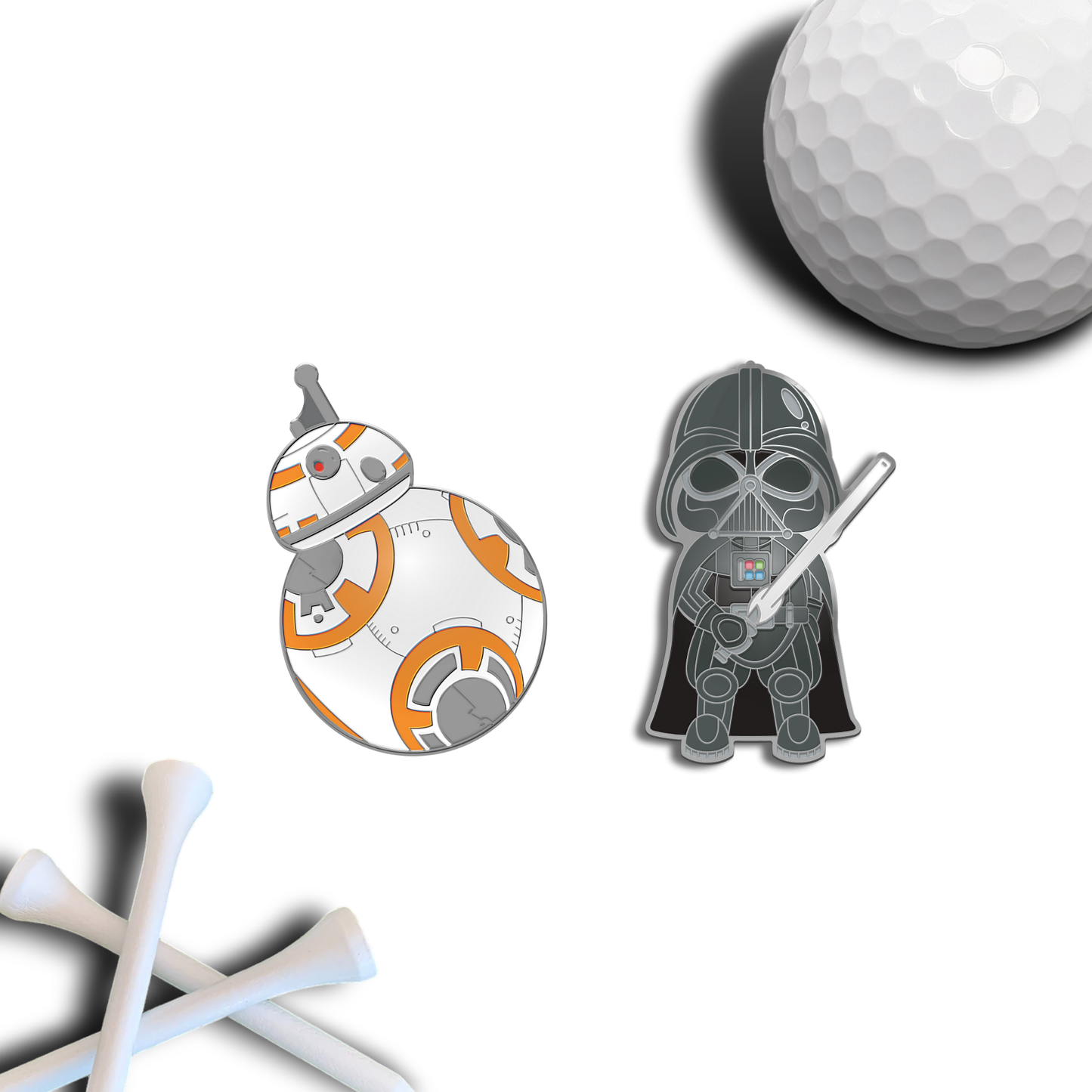 Golf Ball Marker Gift Set - The Droid & The Dark Side Chrome