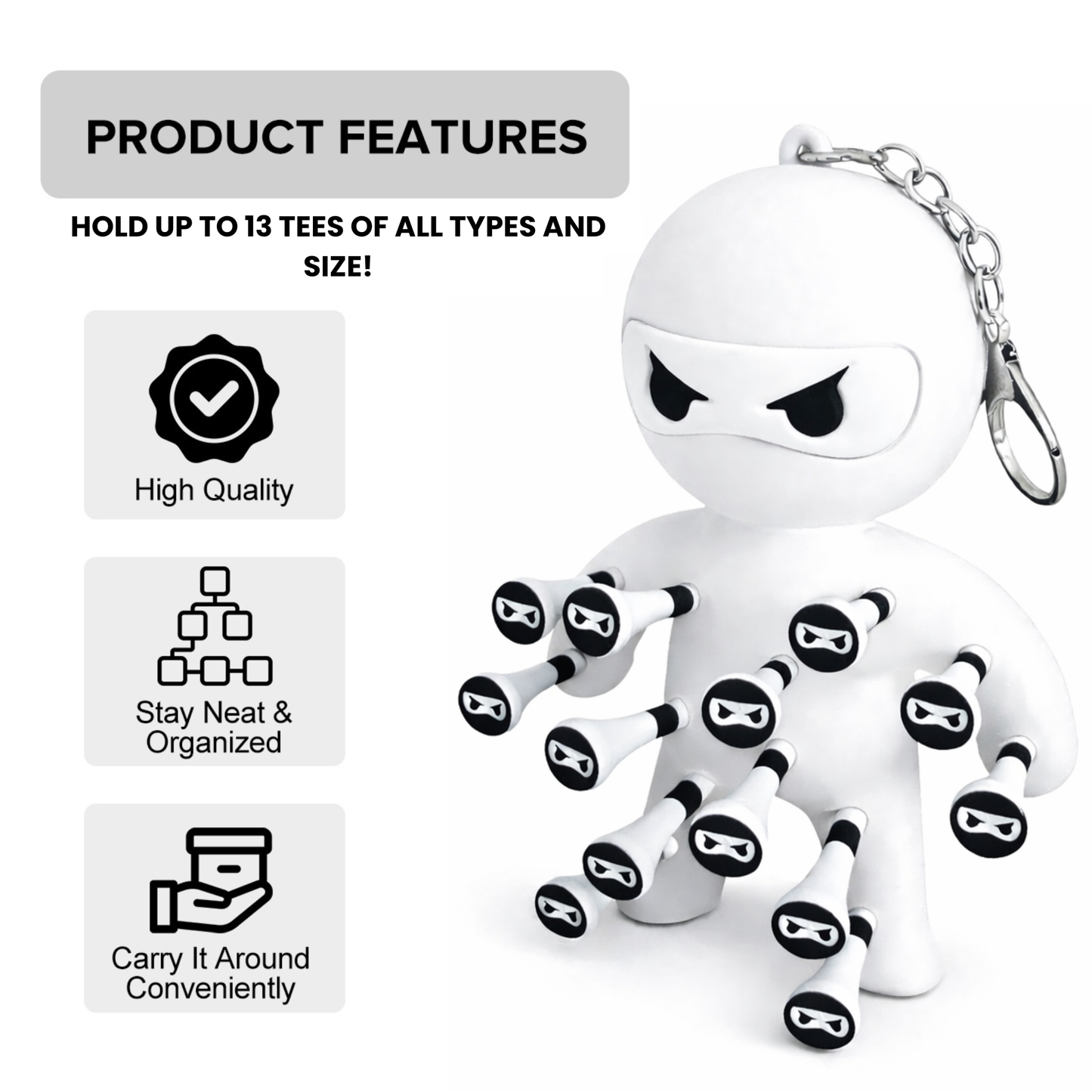 Golf Tee Holder – Ninja Design | Holds 13 Tees