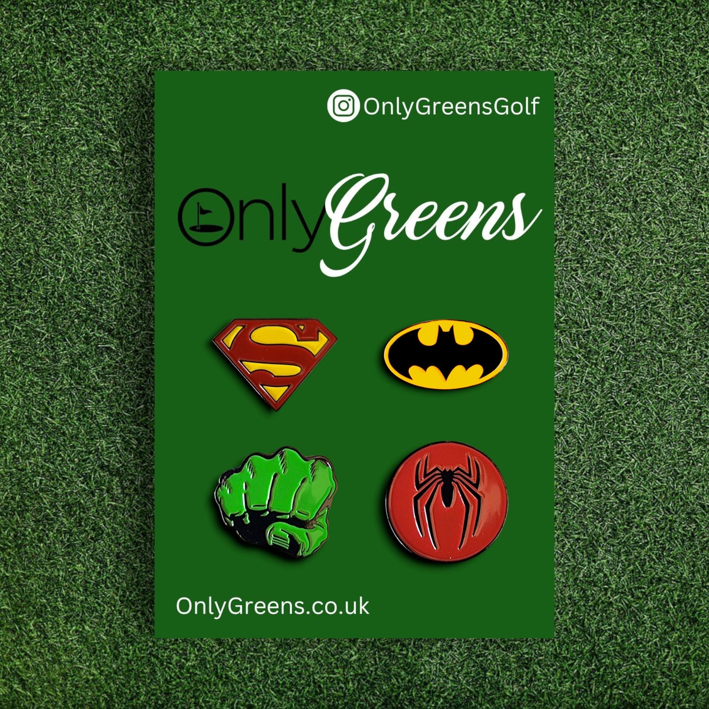 Golf Ball Marker Gift Set - Superheroes | Batman | Superman | Hulk | Spider-Man