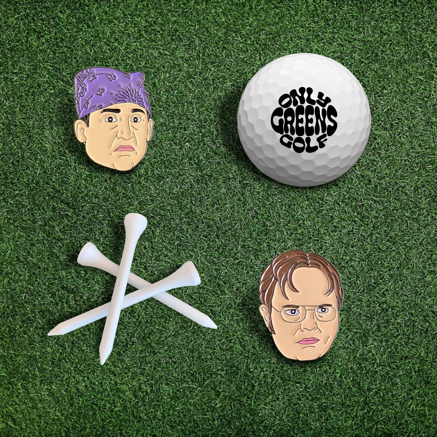 Golf Ball Marker & Hat Clip Set - Office - Complete in Gift Tin
