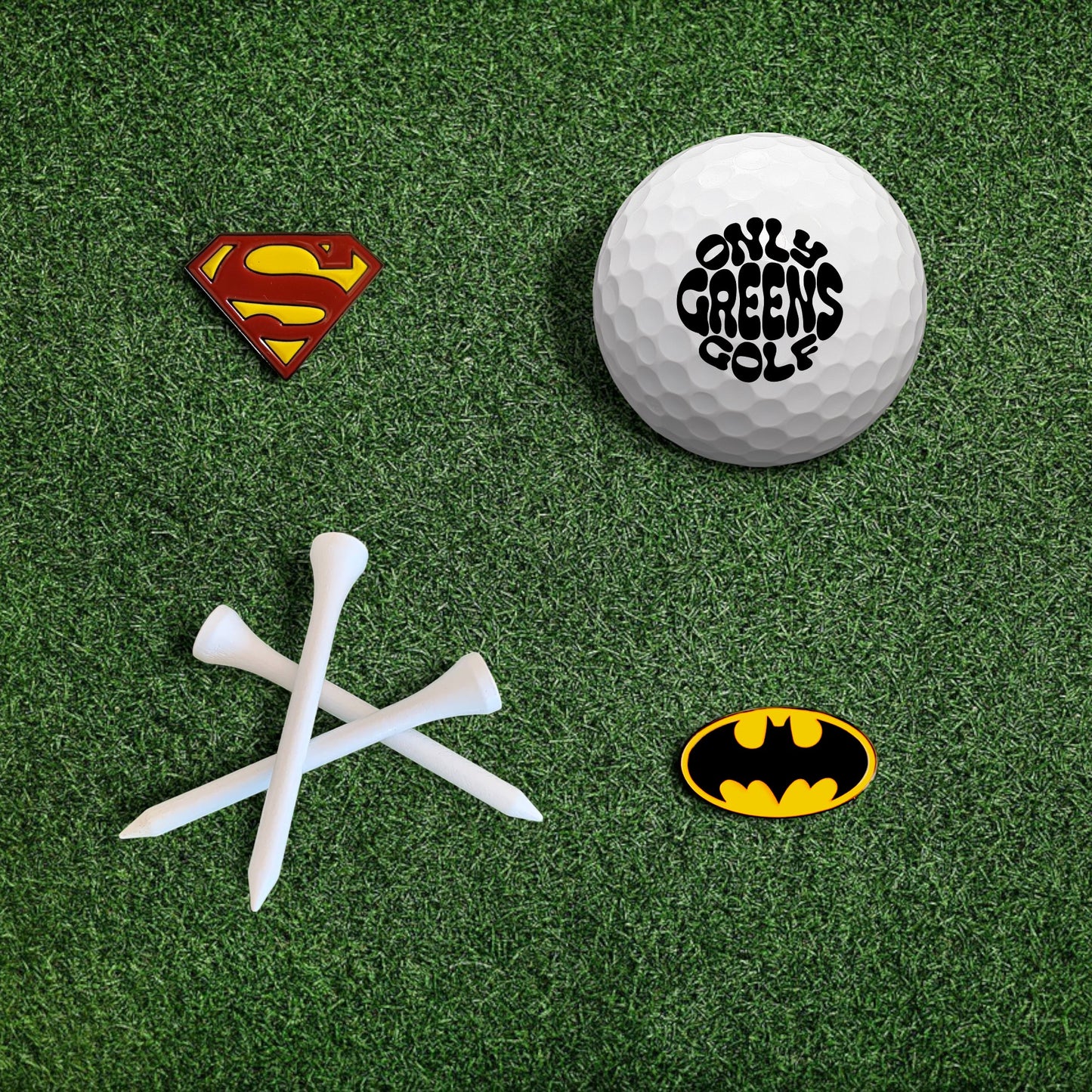Golf Ball Marker & Hat Clip Set - Batman & Superman - Complete in Gift Tin