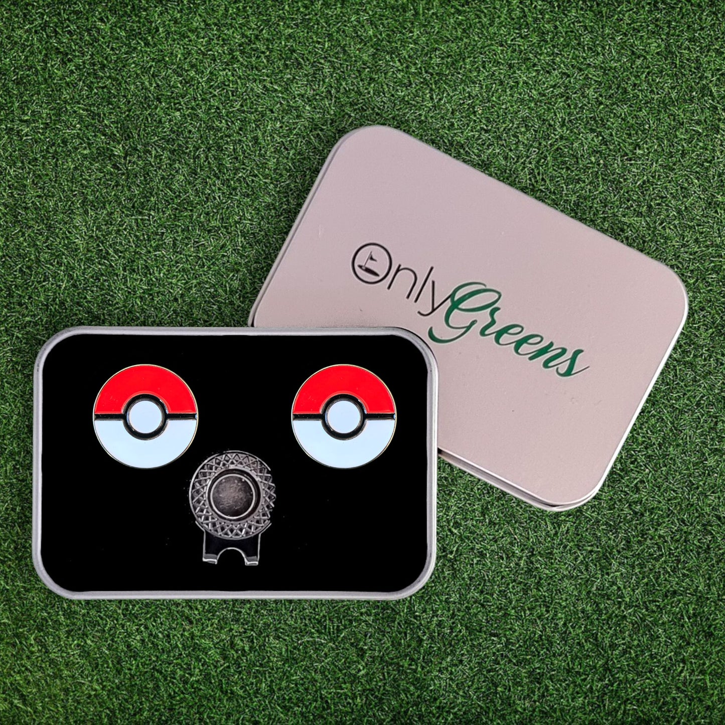 Golf Ball Marker & Hat Clip Set - Pokéball | Complete in Gift Tin