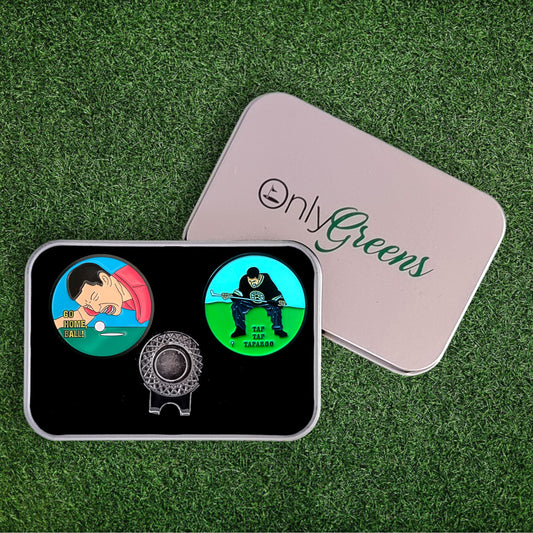 Golf Ball Marker & Hat Clip Set - Happy Gilmore | Complete in Gift Tin