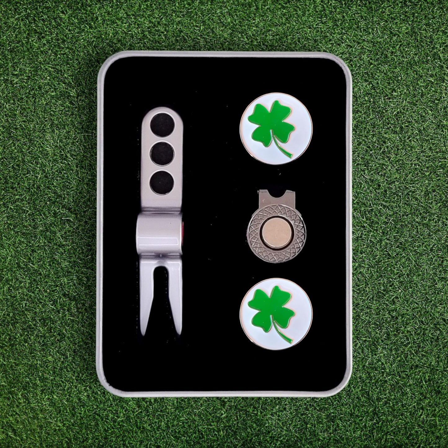 Scotty Divot Tool & Ball Marker Gift Set - Lucky Four-Leaf Clover | In Gift Tin