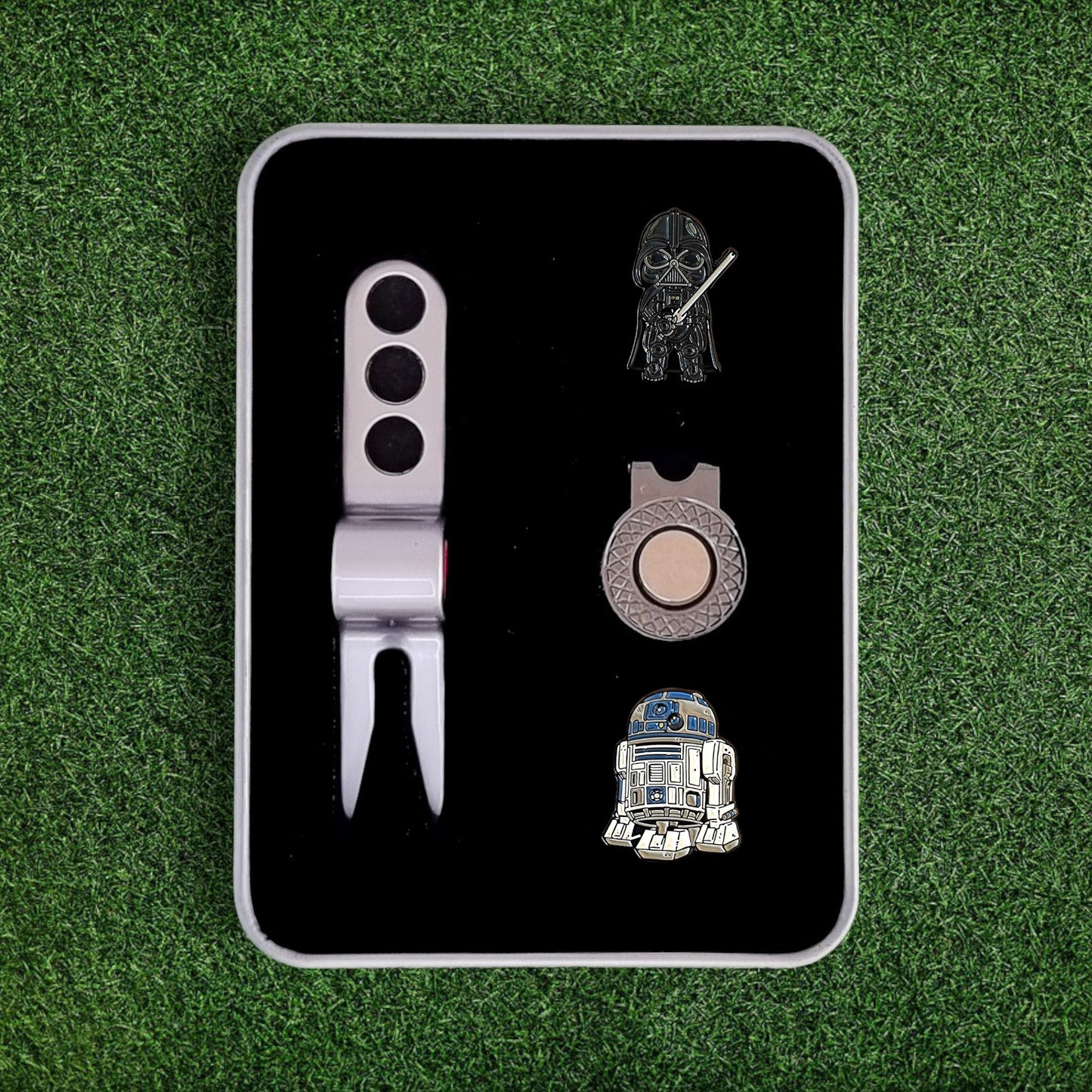 Scotty Divot Tool & Ball Marker Gift Set - Darth Vader & R2-D2 | Star Wars | In Gift Tin
