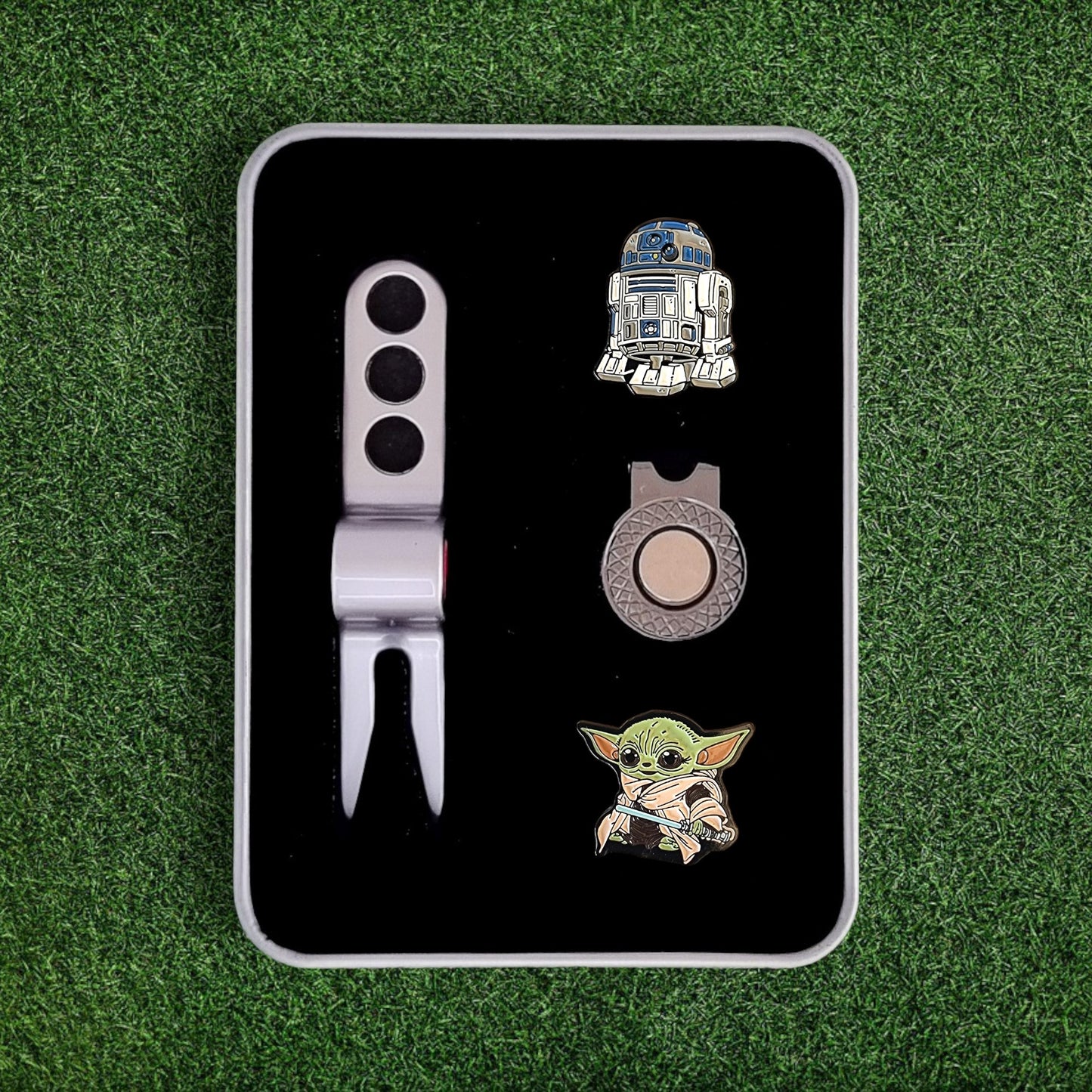 Scotty Divot Tool & Ball Marker Gift Set - R2-D2 & Baby Yoda | Star Wars | In Gift Tin
