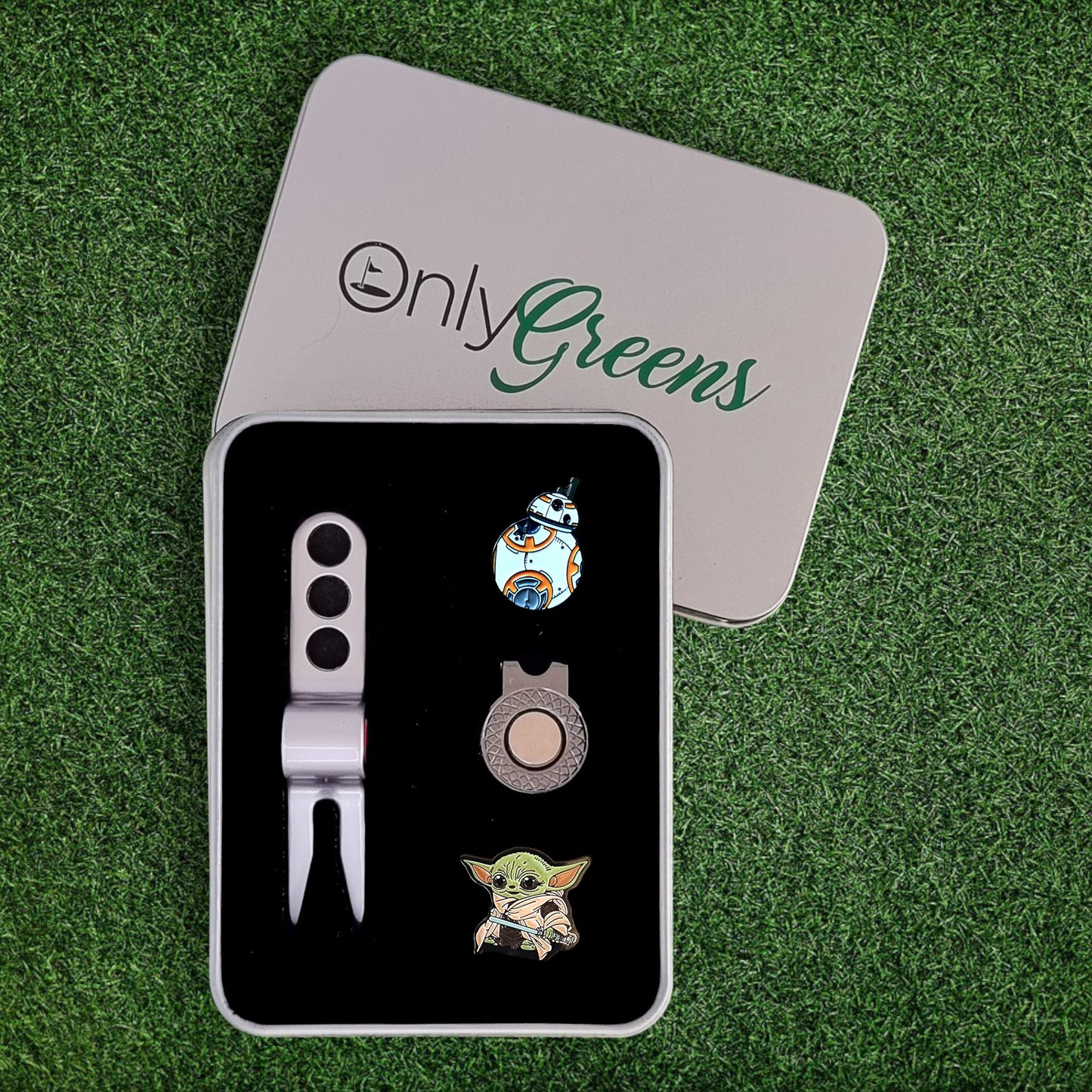 Scotty Divot Tool & Ball Marker Gift Set - BB-8 & Baby Yoda | Star Wars | In Gift Tin