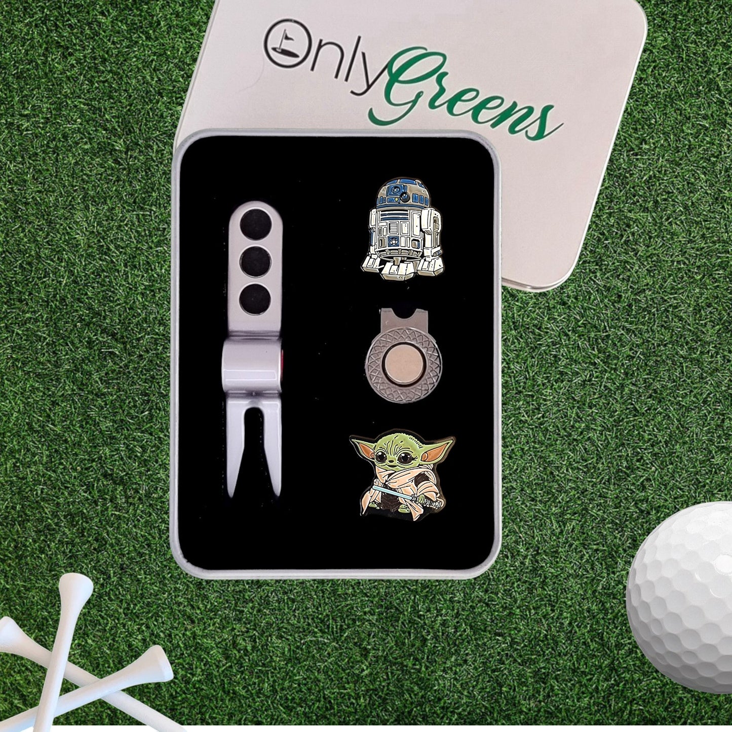 Scotty Divot Tool & Ball Marker Gift Set - R2-D2 & Baby Yoda | Star Wars | In Gift Tin