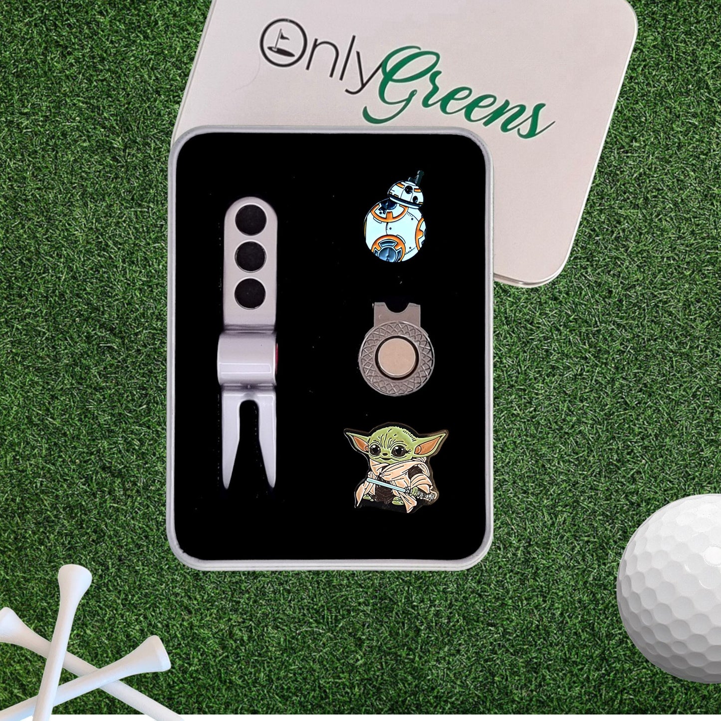 Scotty Divot Tool & Ball Marker Gift Set - BB-8 & Baby Yoda | Star Wars | In Gift Tin