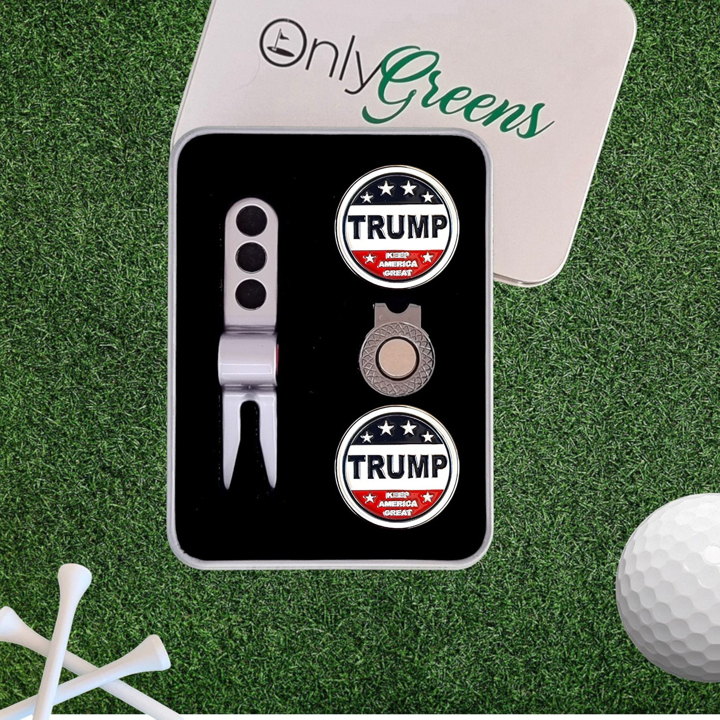 Scotty Divot Tool & Ball Marker Gift Set -Trump "Keep America Great" | In Gift Tin